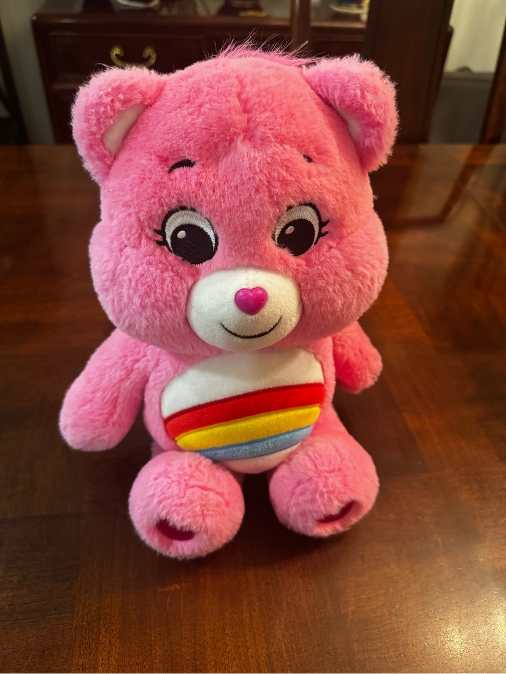 14" Care Bear Pink with Rainbow Belly Cheer Teddy Bear